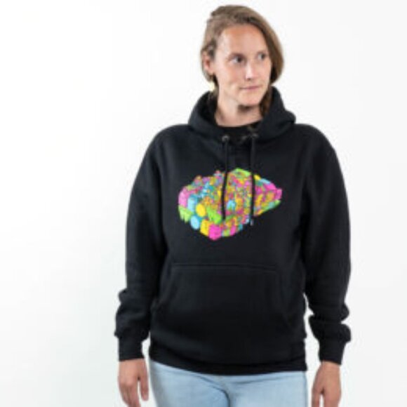 Meow Wolf Area 15 Green / Bright Colors Graphic Hoodie Sweatshirt Pockets XS - Picture 7 of 8